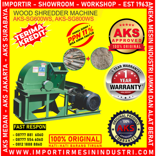 [EZM.3600364] MESIN PENGHANCUR KAYU MENJADI SERBUK WOOD SHREDDER TYPE AKS - SG800WS