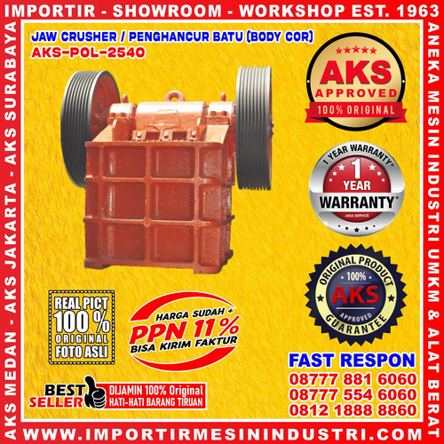 [EZM.3600381] Mesin Penggiling Batu Jaw Crusher 250 x 400 mm AKS - POL2540