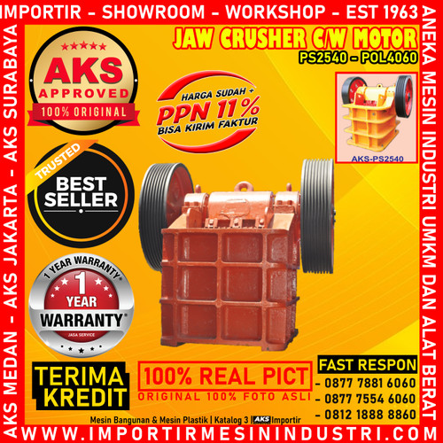 [EZM.3600471] Mesin Penghancur Batu Stone Jaw 40x60 Cm POL4060