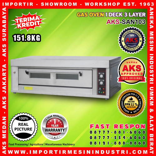 [EZM.3600511] Mesin Oven Gas 1 Deck 3 Trays AKS - SAN103