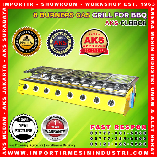 [EZM.3600697] Gas Barbeque Burner Roaster / Kompor Gas 8 Tungku AKS-CLBBQ8