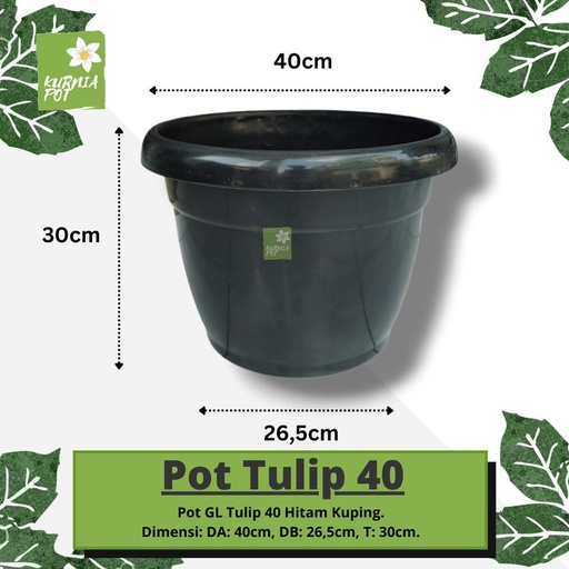 TULIP Pot Plastik Hitam 40