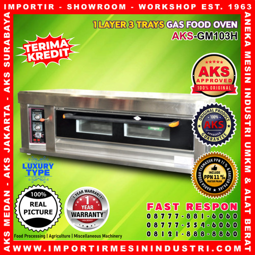[EZM.3600840] Mesin Oven Gas Luxury 1 Deck 3 Trays - Oven Roti Kue AKS - GM103H