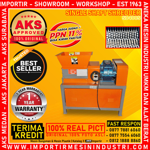 [EZM.3601033] Mesin Giling Sampah / Shredder Single Shaft 4 Kw AKS - SD400S