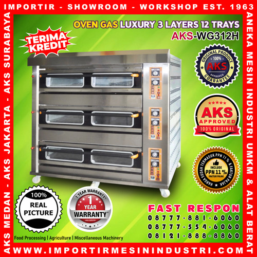 [EZM.3601070] OVEN GAS AKS-WG312H 3 DECK 12 TRAY PEMANGGANG ROTI KUE ORIGINAL