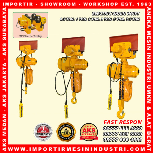 [EZM.3601082] ELECTRIC CHAIN HOIST 5 TON 6 METER 380V WITH TROLLEY 1 - 7.5 TON