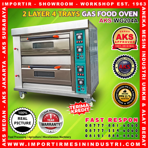 [EZM.3601098] Gas Oven Roti 2 Deck 4 Loyang Pemanggang Roti Kue GARANSI AKS-WG204A