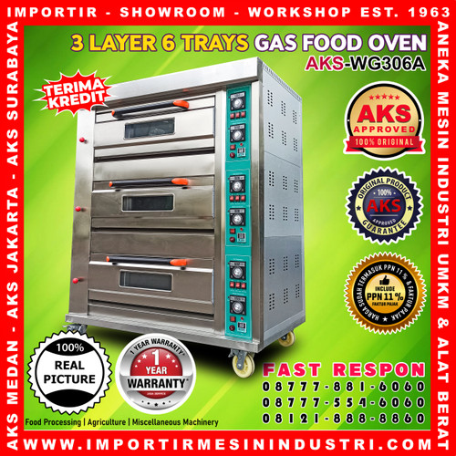 [EZM.3601099] Gas Baking Oven Pemanggang Roti 3 Deck 6 Loyang AKS-WG306A ORIGINAL