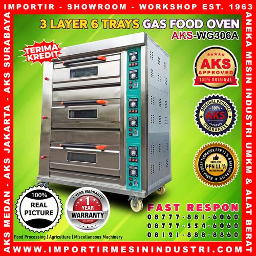 [EZM.3601099] Gas Baking Oven Pemanggang Roti 3 Deck 6 Loyang AKS-WG306A ORIGINAL
