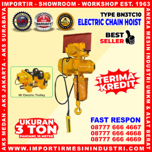 [EZM.3601107] Kerekan Takel / Katrol / Chain Hoist Electric 3 Ton 10 m - BN3TC10