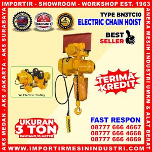 [EZM.3601113] Kerekan Takel Electric Chain Hoist 3 Ton 10 m 3 kw - BN3TC10