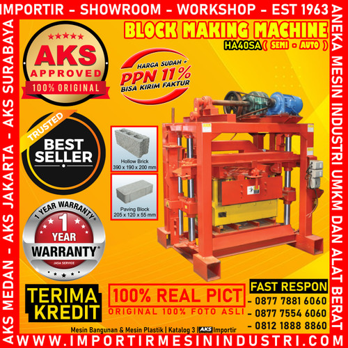 [EZM.3601114] Mesin HA40SA Batako Pencetak 3.3 Kw / Machine Paving Block Semi Auto