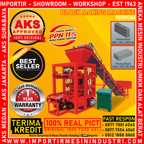 [EZM.3601119] Mesin Batako Pencetak HA26CM 11.6 Kw / Machine Press Paving Block