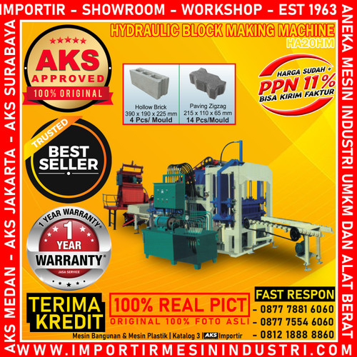 [EZM.3601124] Hydraulic Press Paving Block / Mesin Pencetak Batako 27.5 Kw HA20HM