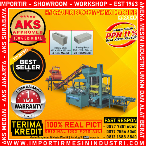 [EZM.3601125] Hydraulic Press Paving Block / Mesin Batako Pencetak 27.85 Kw HA20HB