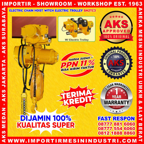 [EZM.3601224] Kerekan Takel / Katrol / Chain Hoist Electric 2 Ton 3 m - BN2TC3