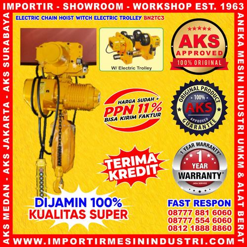 [EZM.3601229] Chain Hoist Electric 2 Ton Kerekan Takel 3 m Katrol Listrik 3 Kw