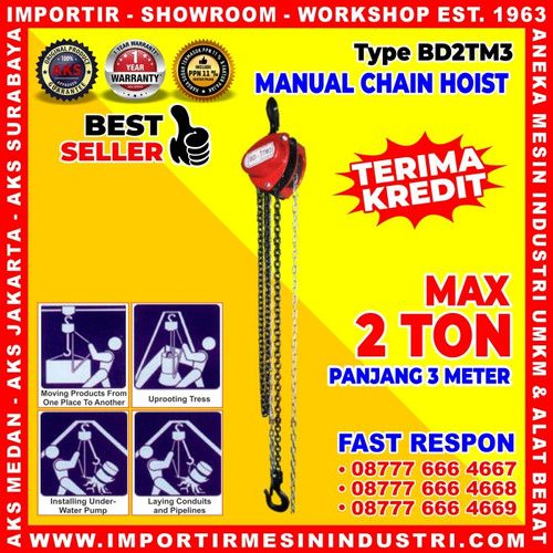 [EZM.3601266] Chain Block / Chain Hoist Manual 2 ton x 3 meter AKS - BD2TM3