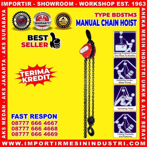 [EZM.3601273] Katrol Kerekan 5 Ton / 5000 kg Manual Chain Hoist Original BD5TM3
