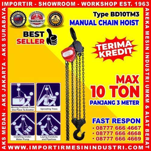 [EZM.3601294] Manual Takel 10 Ton Panjang 3 meter Manual Chain Hoist - BD10TM3
