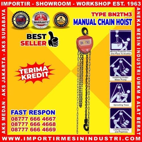 [EZM.3601295] Hoist Kerekan Manual 2 Ton 3 m - Chain Block Hoist BN2TM3
