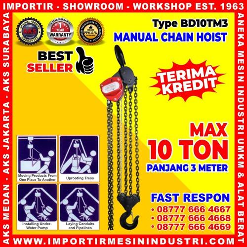 [EZM.3601296] Kerekan Manual Takel 10 Ton x 3 meter / Manual Chain Hoist - BD10TM3