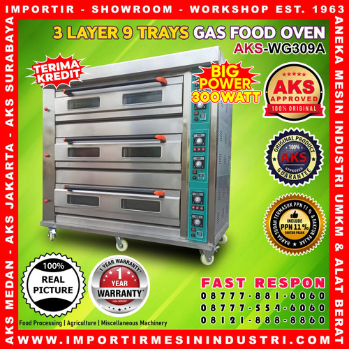 [EZM.3601323] Gas Oven Roti 3 decks 9 trays Pemanggang Roti AKS-WG309A GARANSI RESMI