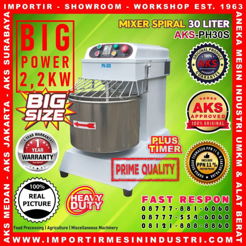 [EZM.3601367] AKS PH30S SPIRAL MIXER / MESIN PENGADUK ADONAN ROTI 30 LITER