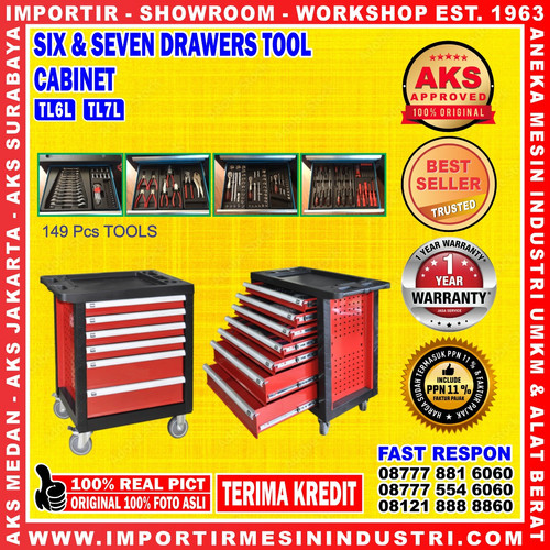 [EZM.3601377] TOOLBOX PERKAKAS BESI ALAT BENGKEL Trolley 7 Susun | AKS - TL7L