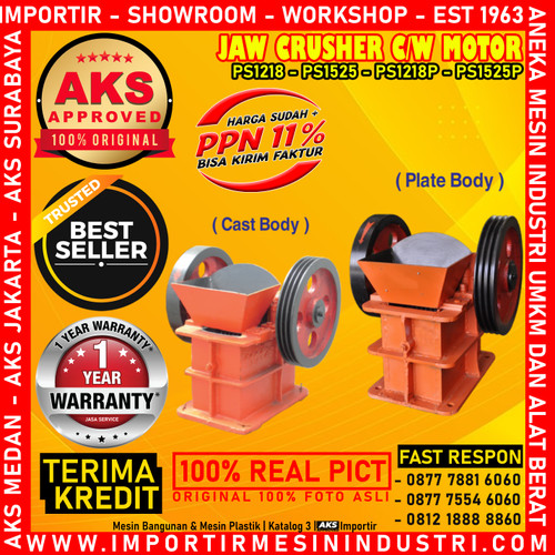 [EZM.3601616] Mesin Penghancur Batu 5.5 kw / Jaw Stone Crusher 150 x 250 mm - PS1525