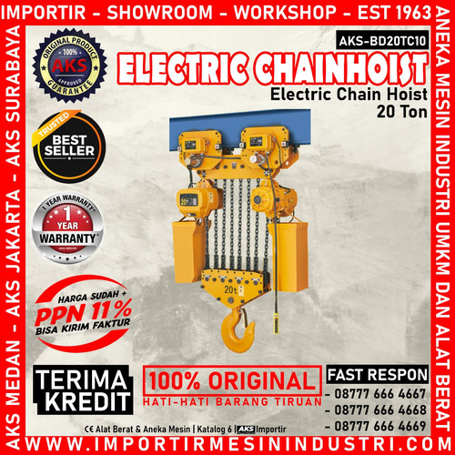 BARU AKS BD20TC10 - 20 Ton Chain Hoist Electric 10 m Katrol Listrik