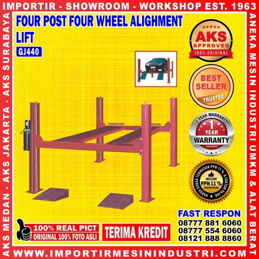Four Post Wheel Lift Mobil 4 Tiang Maximal 4 Ton Original