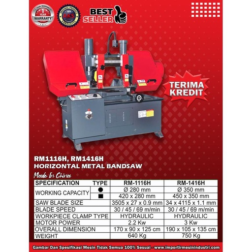 Machine Metal Bandsaw Mesin pemotong Besi Hydraulic Cap ⌀280mm