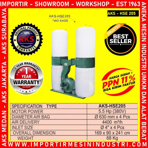 Mesin Penghisap Debu 3 Phase Portable Dust Collector AKS - HSE205