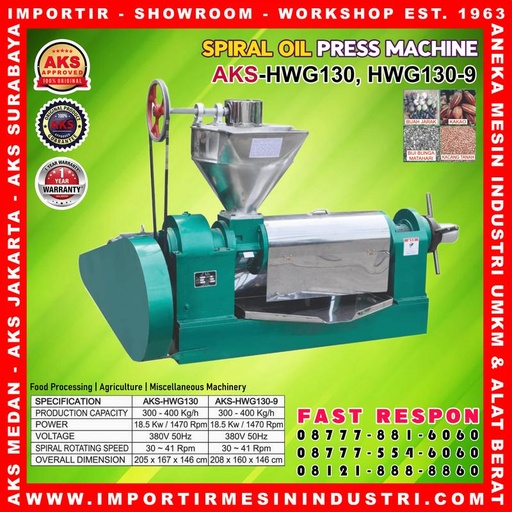 Mesin press minyak kopra / Screw oil press AKS-HWG130-9 BERKUALITAS
