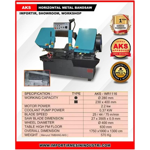 Mesin Potong Besi Metal Bandsaw 400mm WR1116 Original