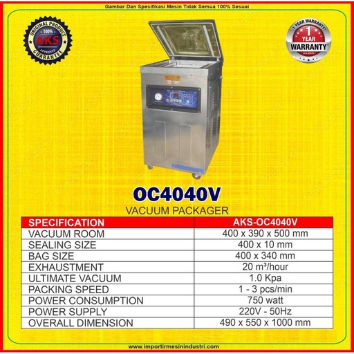 Mesin Vacuum Sealer Food Vacuum Pengemasan Plastik Makanan - OC4040V