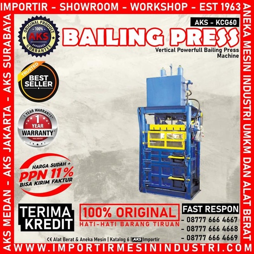 AKS Mesin Press Sampah Kardus Botol Dan Plastik 11Kw 60Ton - KCG60