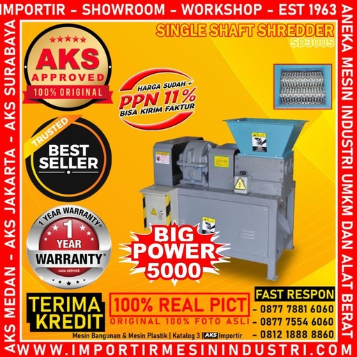 Single Shaft Shredder alat Penghancur Plastik Sampah AKS - SD300S