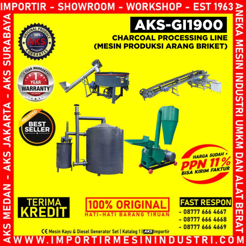 Charcoal processing line mesin produksi arang briket AKS-GI1900