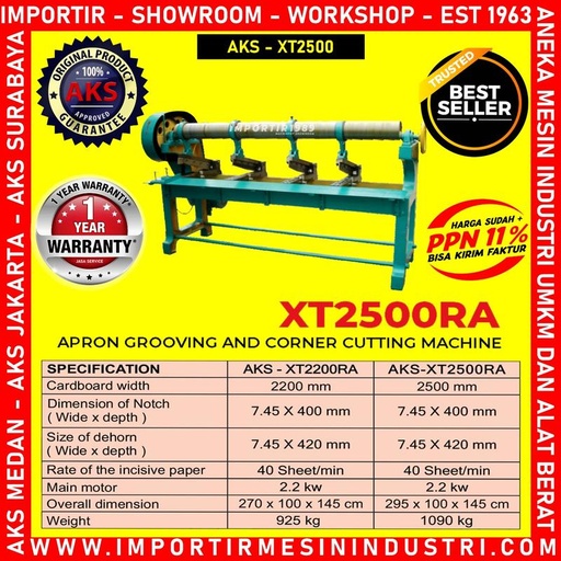 Mesin Pemotong Karton Model Roda Atas 250 cm 2.2 kW - XT2500RA