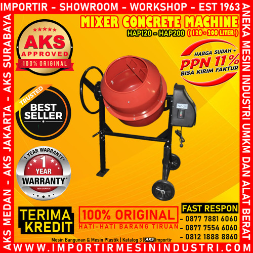 Alat Aduk Semen 550 Watt Concrete Mixer 120 Liter AKS - HAP120