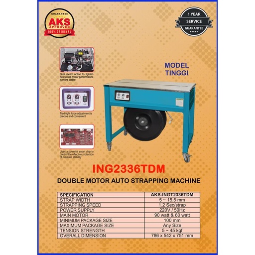 Mesin Ikat Kardus Strapping Band 1 Phase | AKS - ING2336TDM