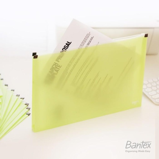 [EZO.8000785] Bantex Zipper Document Map Plastik Folder F4 Folio Pistachio 3222 72G