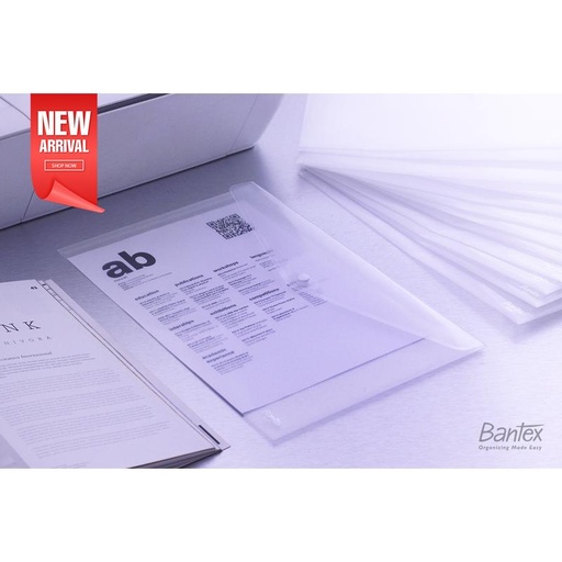 [EZO.8000809] 12Pcs Map Kancing Plastik Bantex Folio F4 Landscape 3221 08 Transparan