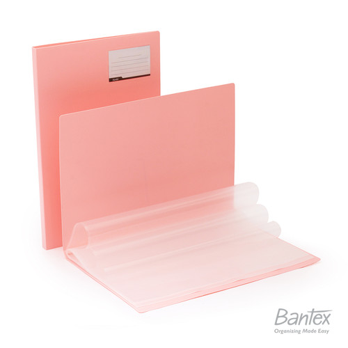 Bantex Display Book Clear Holder Folio F4 Pastel Color Musky Pink
