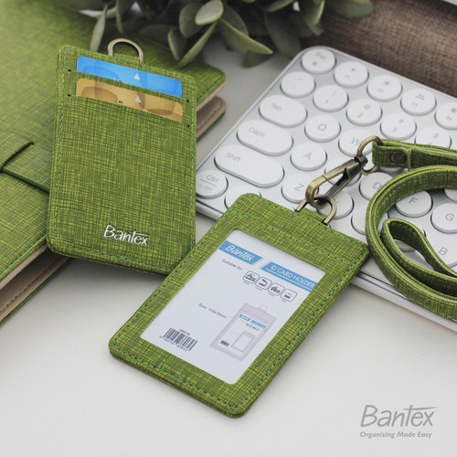 Bantex Name Tag ID Card Holder Kulit Lime 8869 65 Tali lanyard