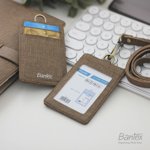 Bantex Name Tag ID Card Holder Kulit Brown 8869 03 Tali lanyard
