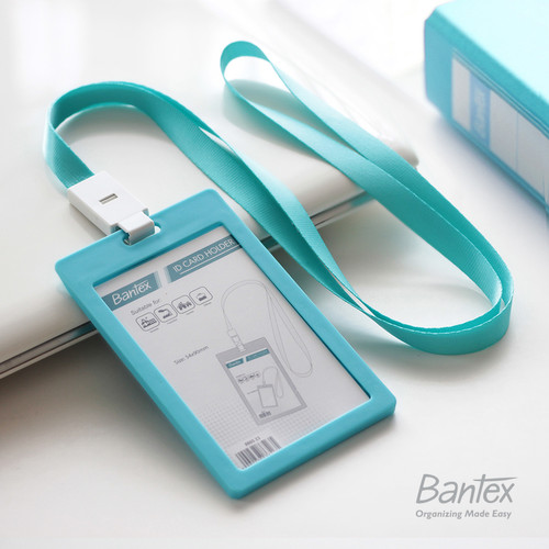 Bantex ID Card Holder Lanyard | Name Tag Portrait Sky Blue #8865 23
