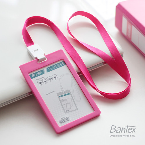 Bantex ID Card Holder Lanyard | Name Tag Portrait Pink #8865 19